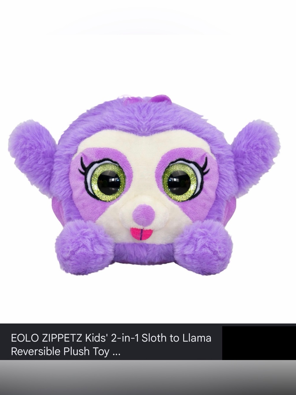 NWT EOLO ZIPPETZ Kids’ 2-in-1 Sloth to Llama Reversible Plush Toy Animals